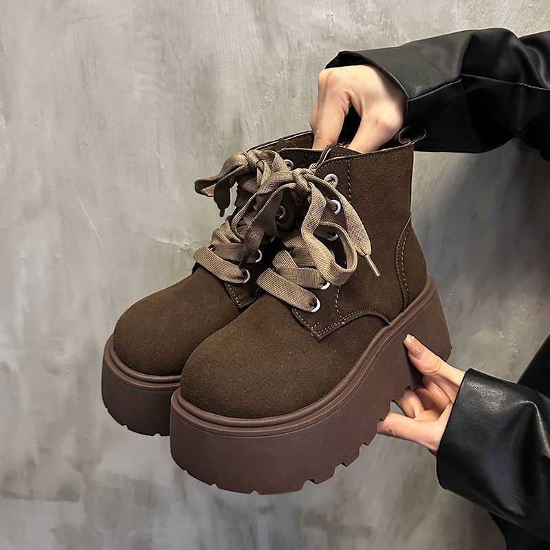 Botas versáteis de cano alto com cadarço, estilo vintage, para mulheres.