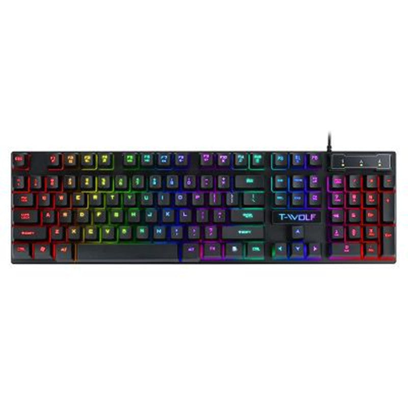 Teclado com fio USB luminoso para jogos com manipulador flutuante