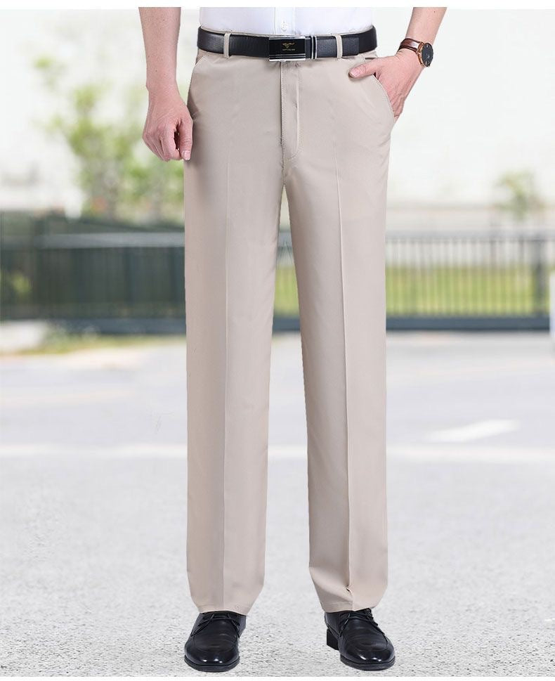 Calça masculina casual de cor sólida, modelagem reta e folgada