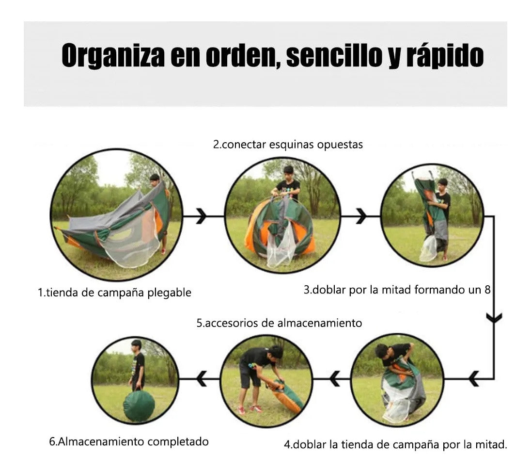 Barraca de camping automática e impermeável Bounce para 1 pessoa - Verde com detalhes em laranja