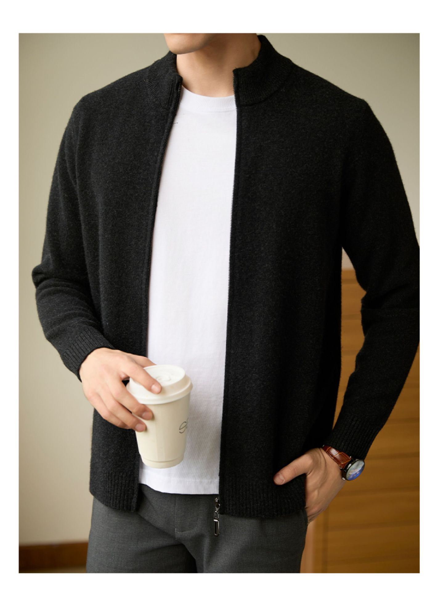 Jaqueta Casual Tricô Masculina Nova de Negócios Outono/Inverno