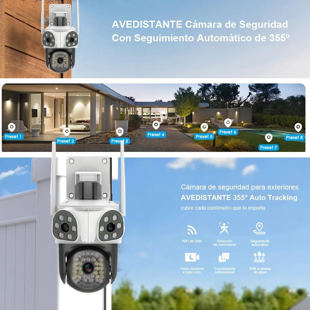 Câmeras de segurança Hardline com lente dupla 2 em 1 - Brancas