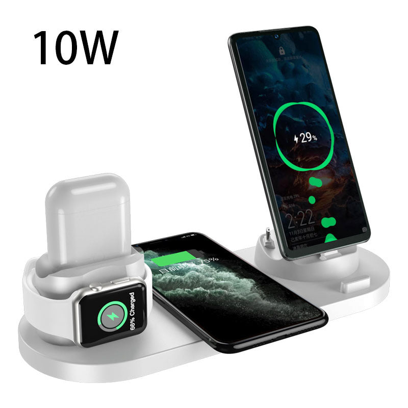 Carregador sem fio para iPhone, carregador rápido para celular, base de carregamento rápida para celular e relógio, estação de carregamento 6 em 1