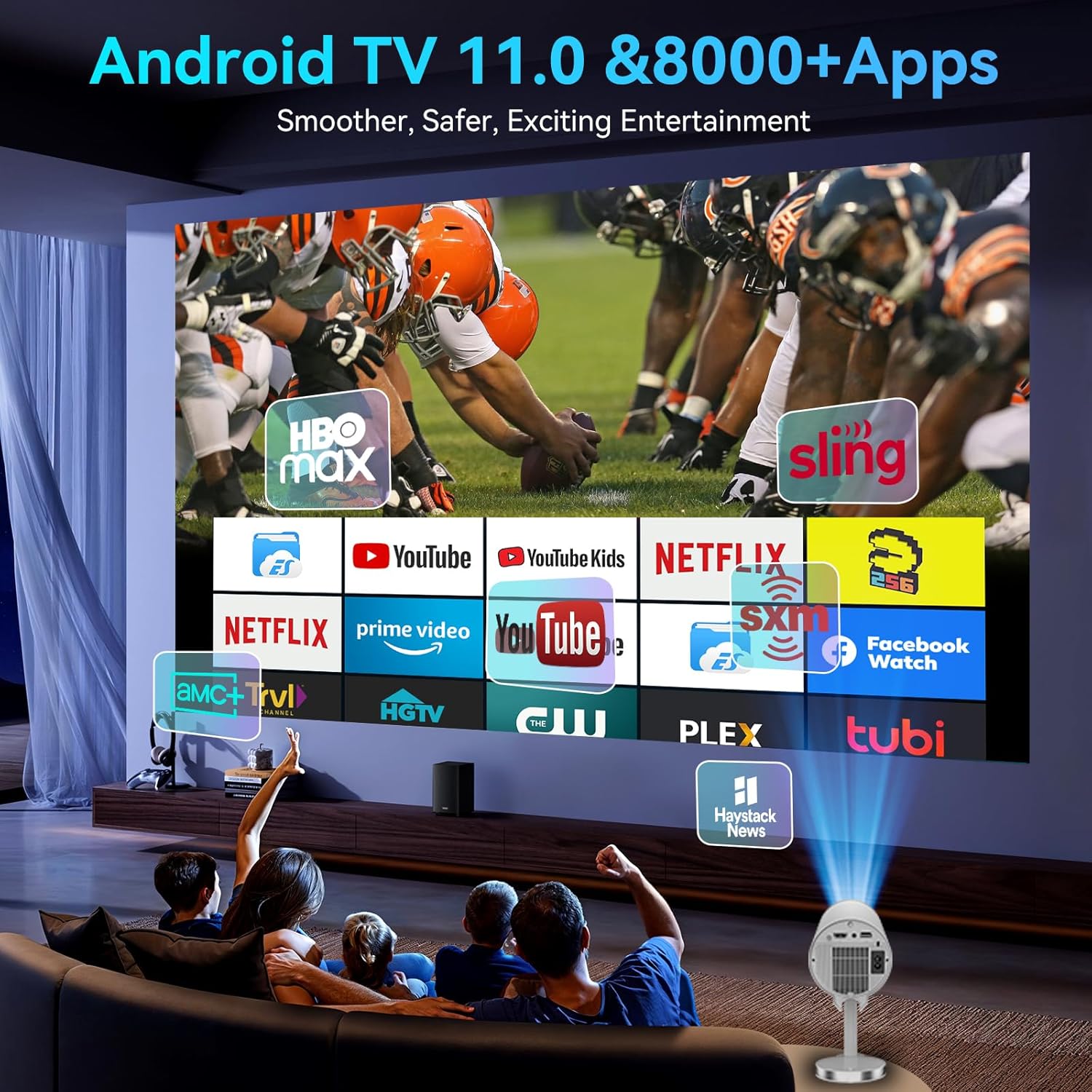 Projetor doméstico para projeção na parede do quarto, ultratransparente, projeção direta de celular e computador, projetor em miniatura.