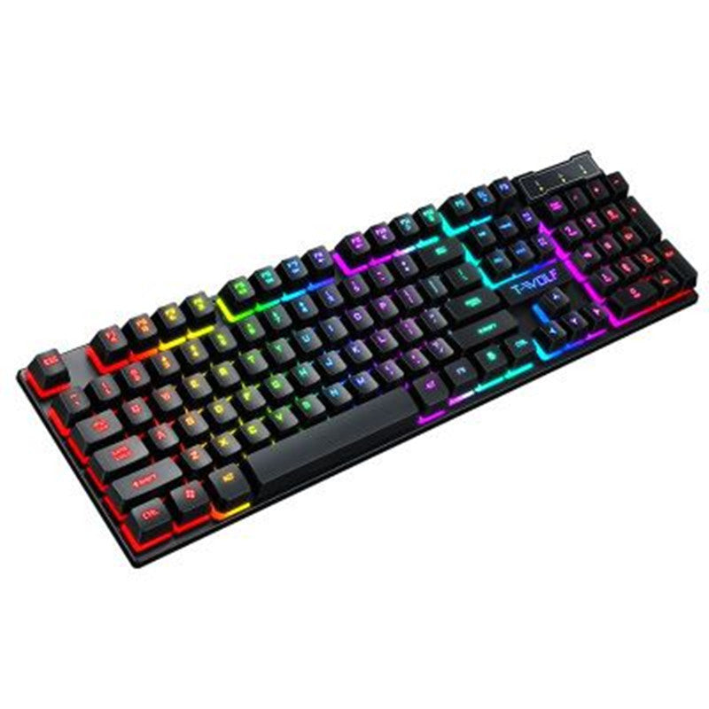 Teclado com fio USB luminoso para jogos com manipulador flutuante