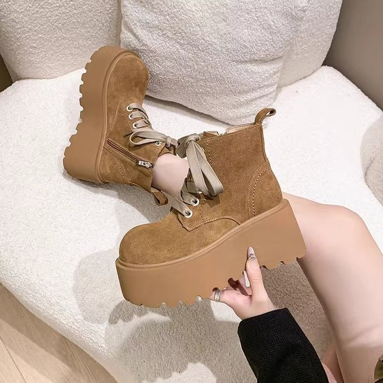 Botas versáteis de cano alto com cadarço, estilo vintage, para mulheres.