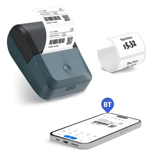 Impressora térmica de recibos compacta e de alta velocidade, sem fio, para pontos de venda (PDV), ideal para pequenos negócios, supermercados e restaurantes. Possui bateria recarregável e resolução de 203 dpi.