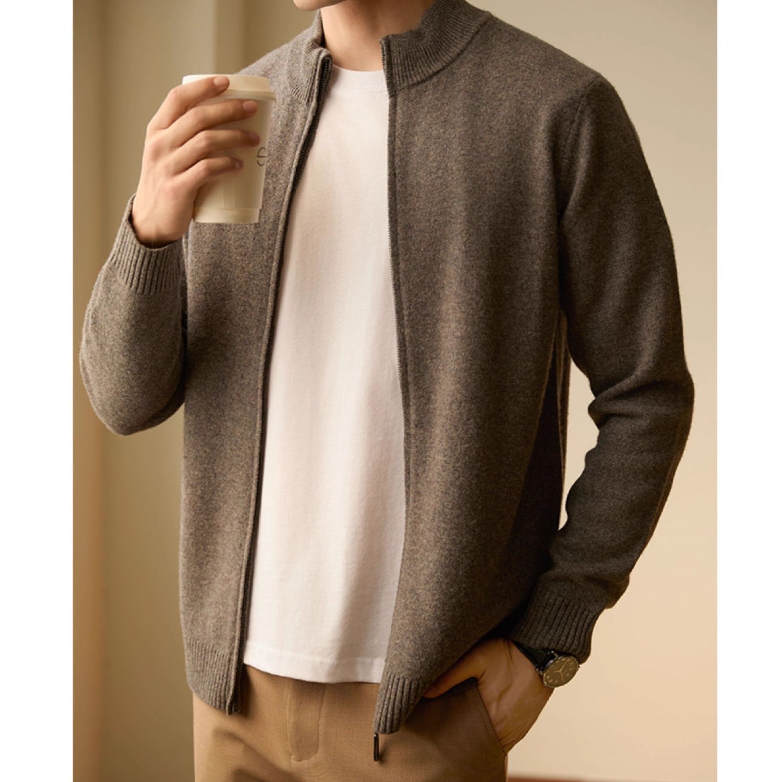 Jaqueta Casual Tricô Masculina Nova de Negócios Outono/Inverno