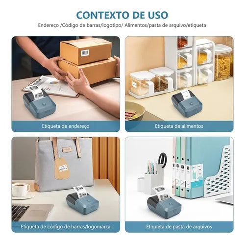 Impressora térmica de recibos compacta e de alta velocidade, sem fio, para pontos de venda (PDV), ideal para pequenos negócios, supermercados e restaurantes. Possui bateria recarregável e resolução de 203 dpi.