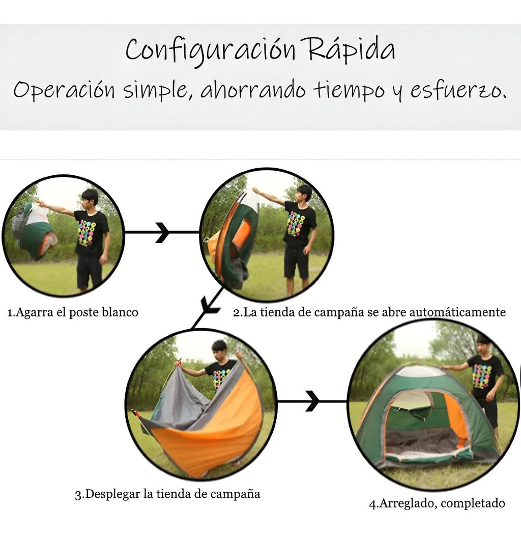 Barraca de camping automática e impermeável Bounce para 1 pessoa - Verde com detalhes em laranja