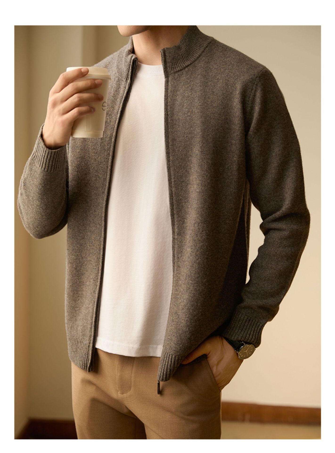 Jaqueta Casual Tricô Masculina Nova de Negócios Outono/Inverno