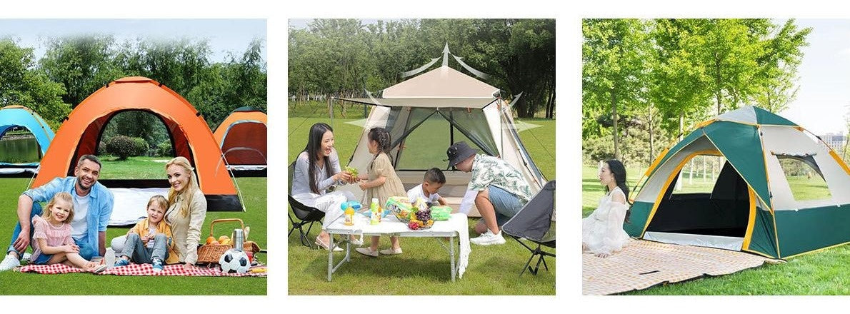 Barraca de camping automática e impermeável Bounce para 1 pessoa - Verde com detalhes em laranja